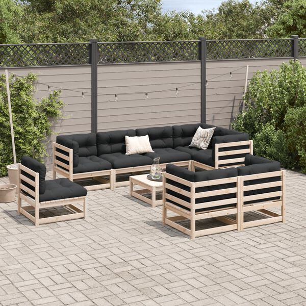 vidaXL Garden Sofa Set Natural wood Solid pine wood (untreated) Large