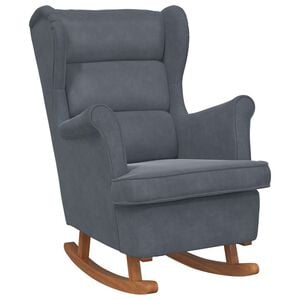vidaXL Rocking Chair Dark grey Velvet (100% polyester), solid rubber wood