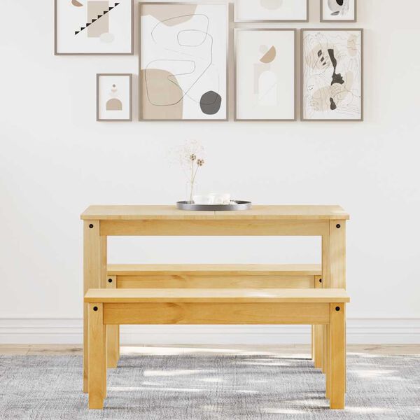 vidaXL Dining Set Honey Solid pine wood with honey wax finish 3 Piece Set