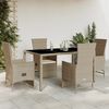 vidaXL 5 Piece Patio Dining Set with Cushions Beige Poly Rattan