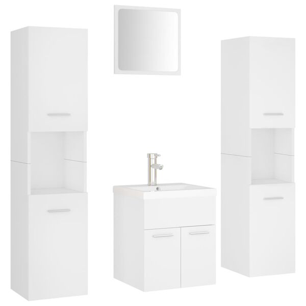 vidaXL Bathroom Furniture Set White Engineered wood, acrylic Medium