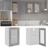 vidaXL Hanging Glass Cabinet Gray sonoma Engineered wood, glass Medium