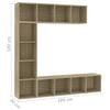 vidaXL Book Cabinet Set of 3 Sonoma Oak Engineered wood Large