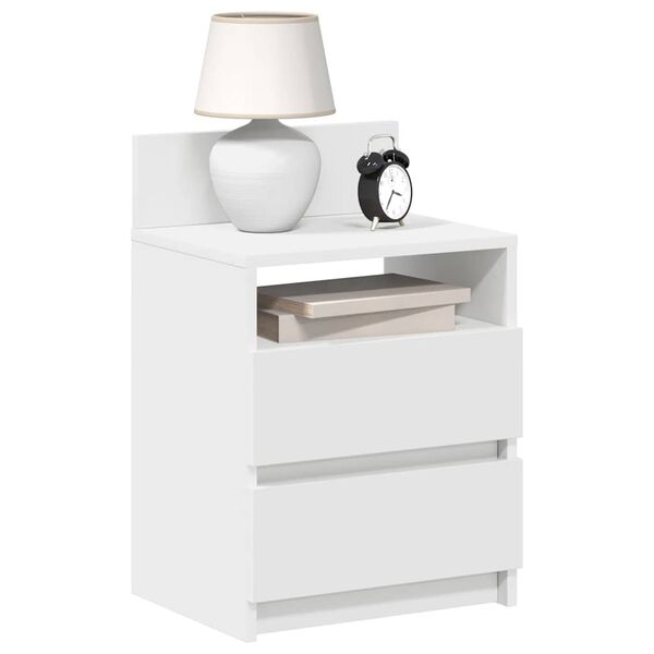 vidaXL Bedside Cabinet Set of 2 White Engineered wood Standard