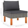 vidaXL Middle Sofa Grey PE rattan Standard Removable Covers