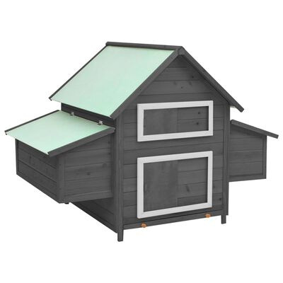 vidaXL Chicken Coop Gray and White 59.8"x37.7"x43.3" Solid Firwood