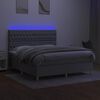 vidaXL Box Spring Bed with Mattress&LED Light Gray 72"x83.9" California King Fabric