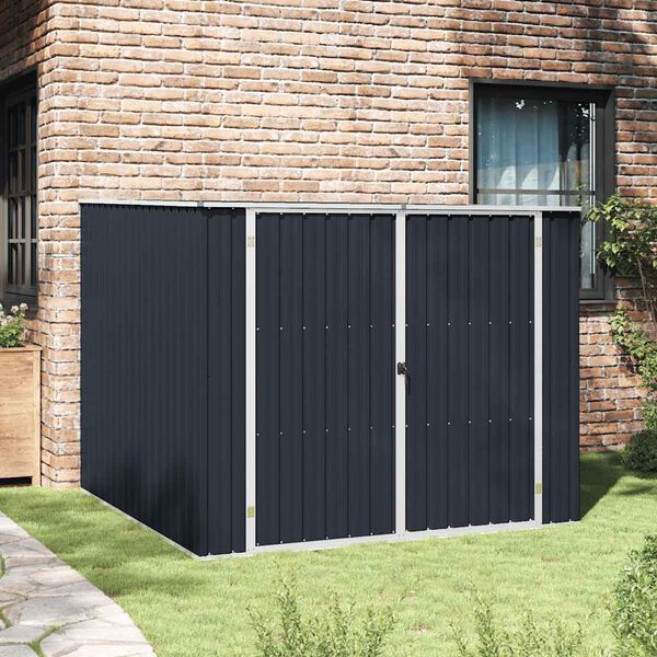 vidaXL Garden Shed Anthracite Galvanized Steel Medium Garden Shed