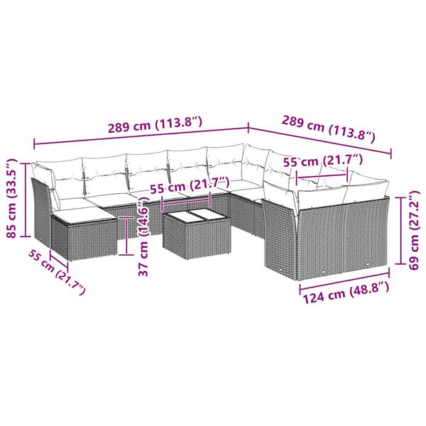 vidaXL Garden Sofa Set Light grey, Dark grey (cushions)