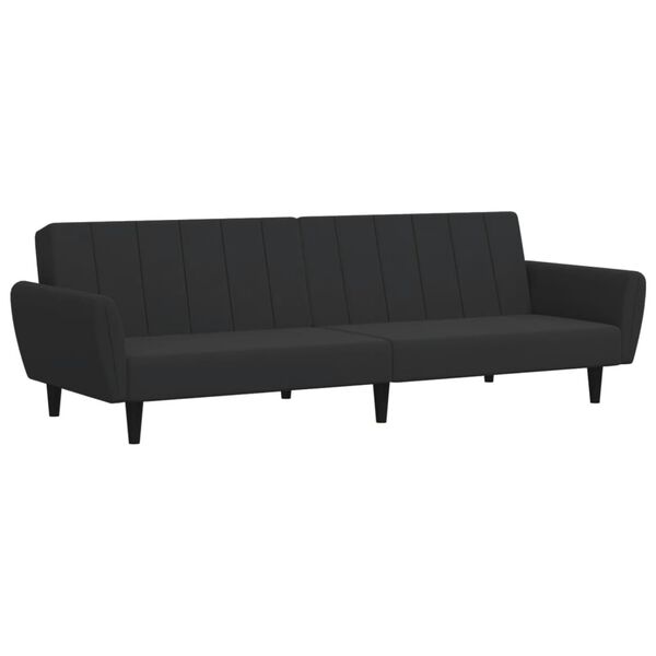 vidaXL Sofa Bed Black Velvet (100% polyester), wood, plastic 2-seater