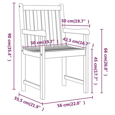 vidaXL Patio Chairs 2 pcs Solid Acacia Wood