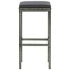 vidaXL Bar Stool Set of 6 Grey PE rattan, steel, polyester Medium