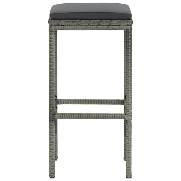 vidaXL Bar Stool Set of 6 Grey PE rattan, steel, polyester Medium
