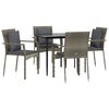 vidaXL Garden Dining Set Black and grey