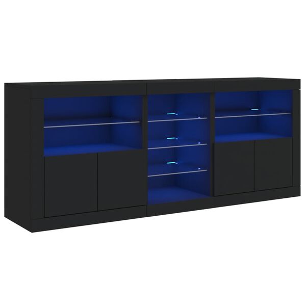 vidaXL Sideboard Black Engineered wood, Glass Large Sideboard