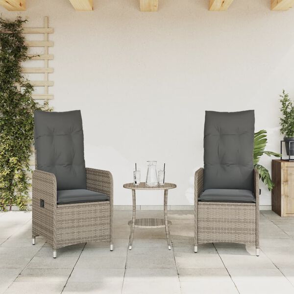 vidaXL Reclining Garden Chair Set of 2 Grey, Dark Grey