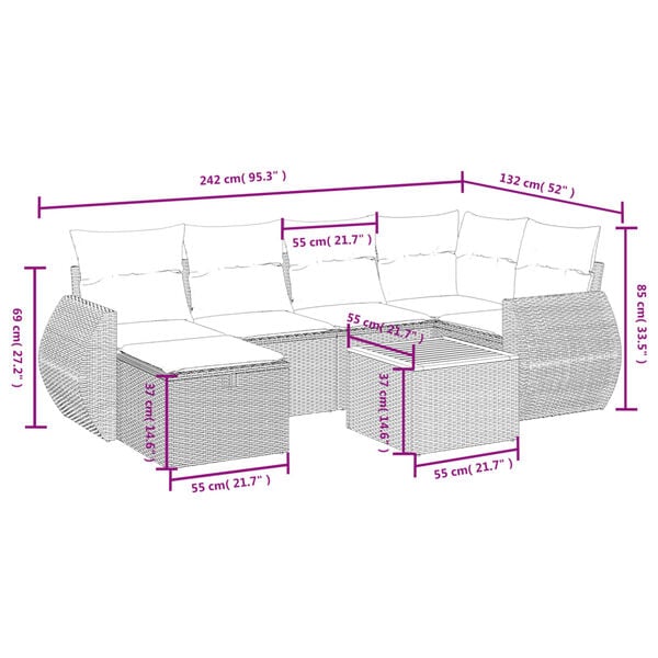 vidaXL Garden Sofa Set Gray
