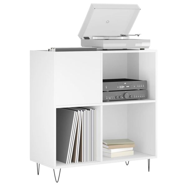 vidaXL Record Cabinet High gloss white Engineered wood, iron