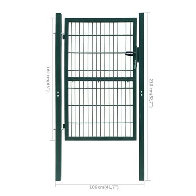 vidaXL 2D Fence Gate (Single) Green 41.7" x 82.7"