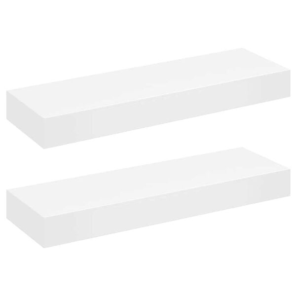 vidaXL Wall Mounted Shelf Set of 2 White MDF 31.5 in