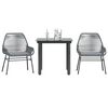 vidaXL Garden Dining Set Grey PE Rattan 2-seater UV-resistant materials