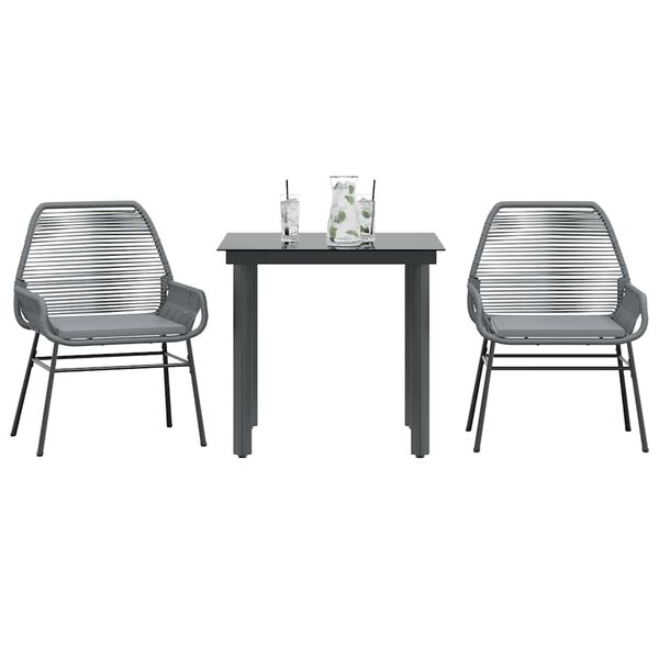 vidaXL Garden Dining Set Grey PE Rattan 2-seater UV-resistant materials