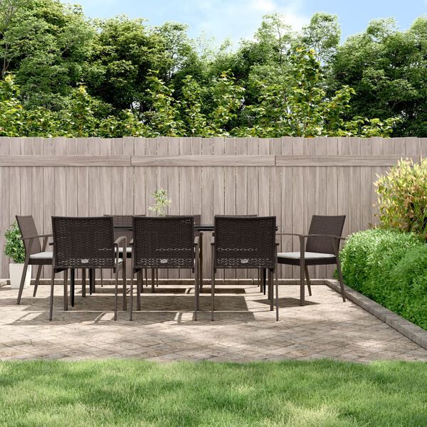 vidaXL Garden Dining Set Brown Poly Rattan Large Seats Many