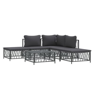 vidaXL 6 Piece Patio Lounge Set with Cushions Anthracite Steel