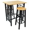 vidaXL Bar Table and Stool Black and Beige Wood and Steel Compact