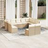 vidaXL Garden Sofa Set Beige Poly Rattan Large Adjustable Feet