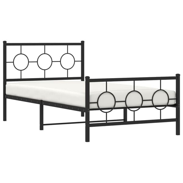 vidaXL Bed Frame Black Metal Bed Frame Rectangular Industrial