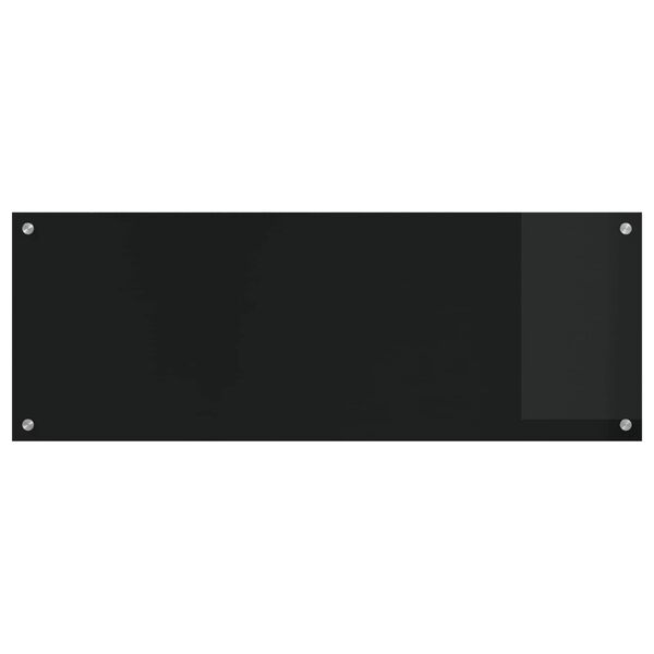 vidaXL Kitchen Backsplash Black 43.31 x 15.75 x 0.24 in Tempered Glass