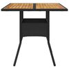 vidaXL Garden Table Black PE rattan, powder-coated steel, solid acacia wood
