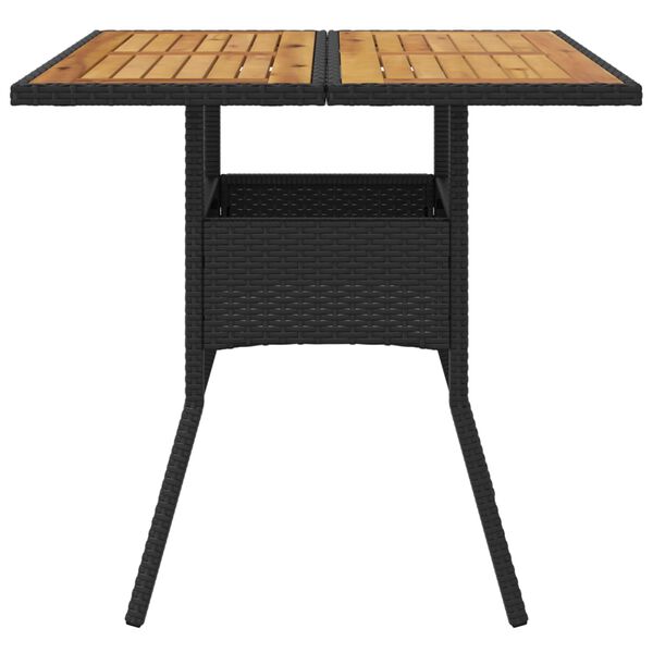 vidaXL Garden Table Black PE rattan, powder-coated steel, solid acacia wood