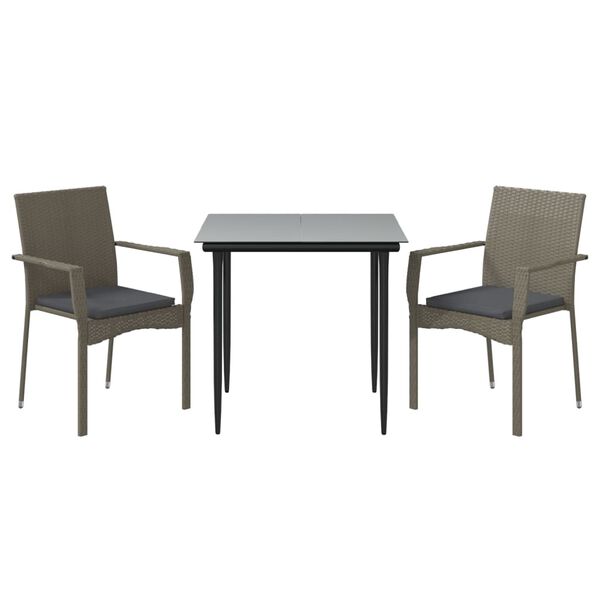 vidaXL Garden Dining Set Black and Grey