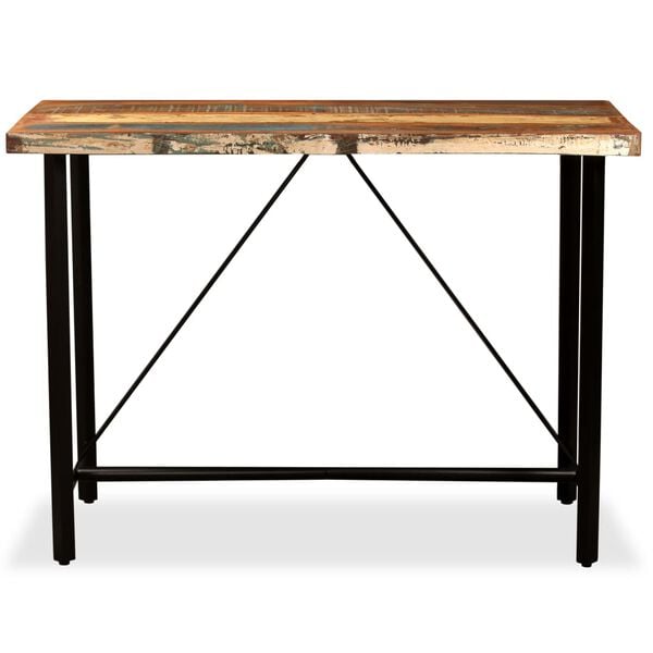 vidaXL Bar Table Multicolor Solid reclaimed wood and steel Industrial