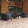 vidaXL Garden Lounge Set Black, Anthracite Solid pinewood, 100% polyester