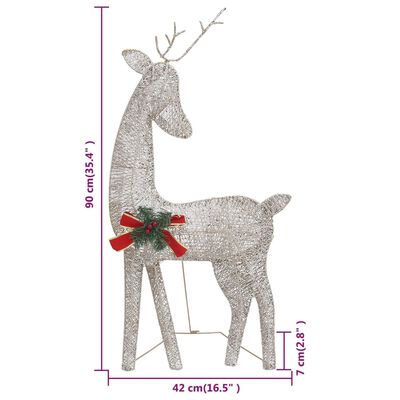 vidaXL Christmas Reindeer Family 106.3"x2.8"x35.4" Gold Warm White Mesh