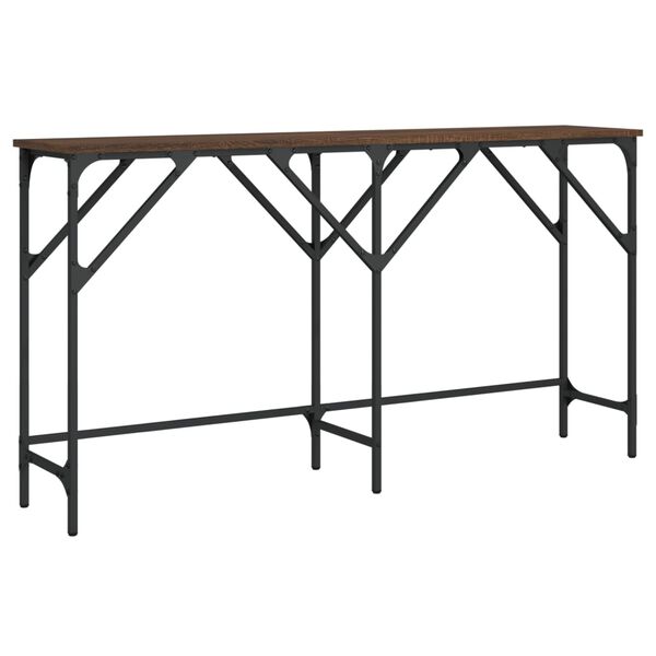 vidaXL Console Table Brown Oak Engineered Wood, Metal Medium
