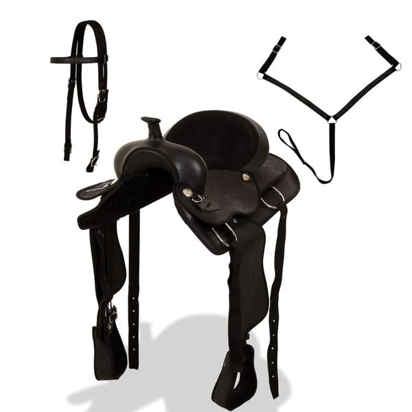 vidaXL Western Horse Saddle Black