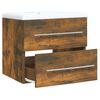 vidaXL Sink Cabinet With Basin Smoked oak, White Engineered wood, Ceramic