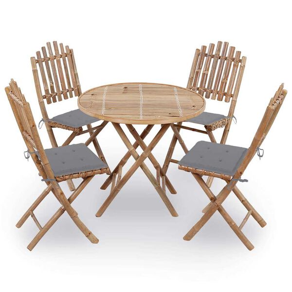 vidaXL Outdoor Dining Set Natural Bamboo Bamboo Medium Foldable