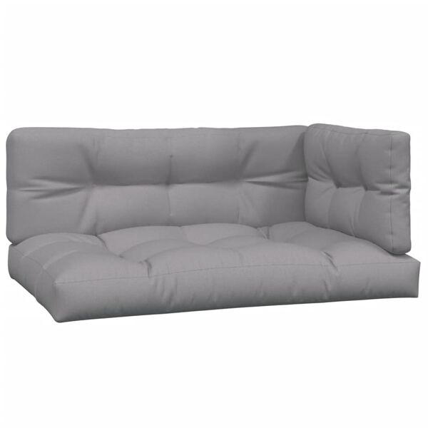 vidaXL Pallet Sofa Set Grey Solid Acacia wood, Fabric (100% polyester)