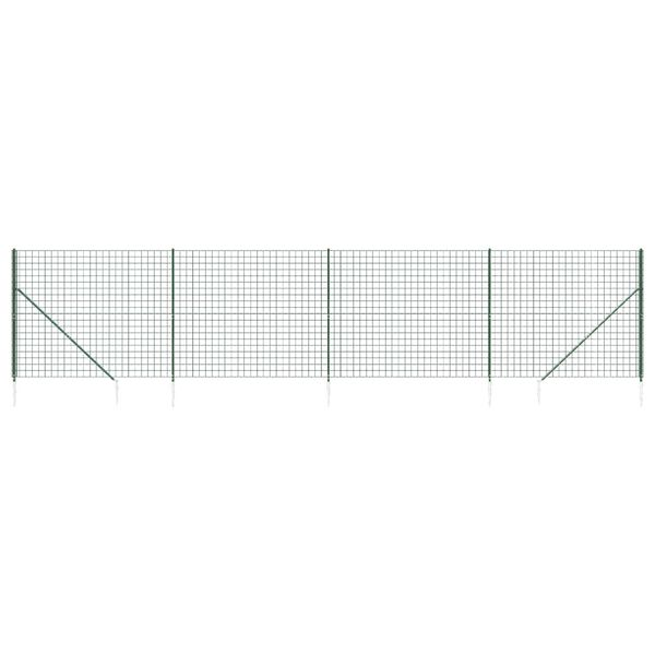 vidaXL Wire Mesh Fence with Spike Anchors Green 5.9x32.8'
