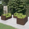 vidaXL Garden Lounge Set Rattan Brown, Cushion Green