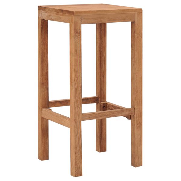 vidaXL Bar Stool Set of 2 Brown Solid teak wood Standard Durable