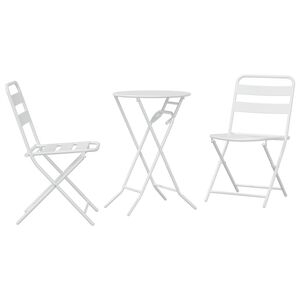 vidaXL Bistro Set Folding 3 pcs White Steel
