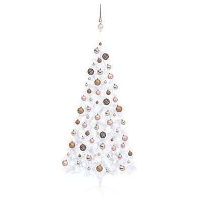 vidaXL Artificial Half Pre-lit Christmas Tree with Ball Set White 70.9"