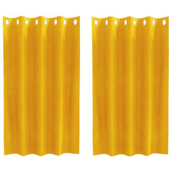 vidaXL Blackout Curtains 2 pcs Mustard Yellow 55.12 x 55.12 in Velvet
