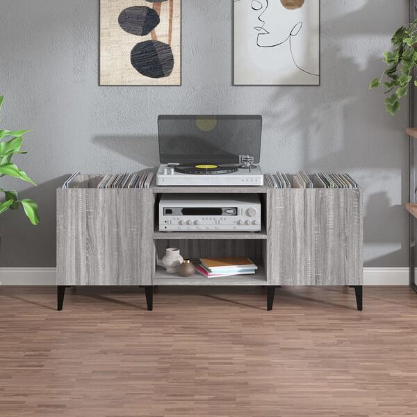 vidaXL Record Cabinet Grey Sonoma Engineered Wood Medium Record Cabinet